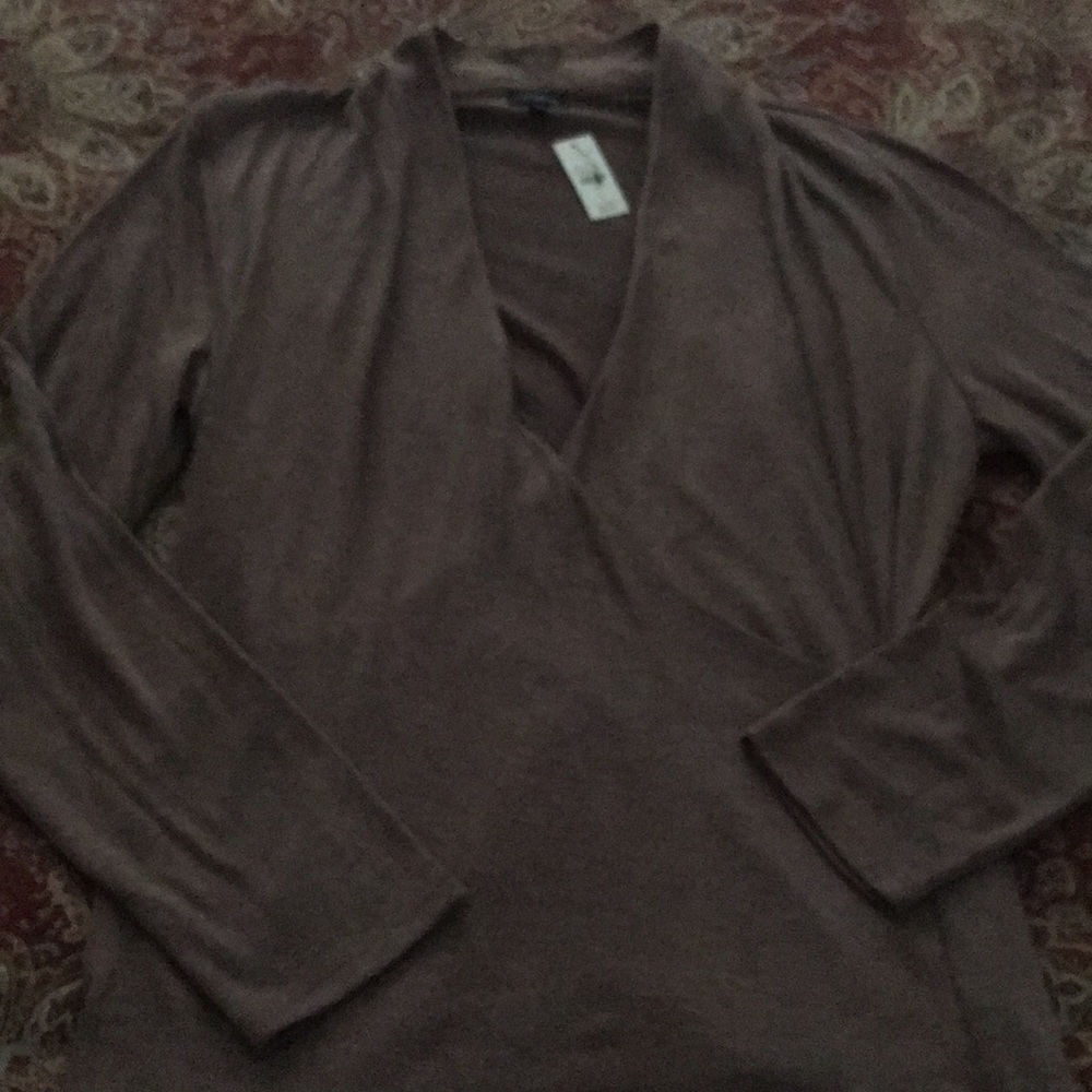 Talbots brown faux wrap sweater